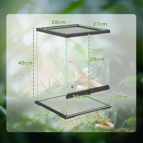 PawHut Glass Reptile Terrarium, 40L Vivarium for Lizards Frogs Snakes Turtles - Image 4