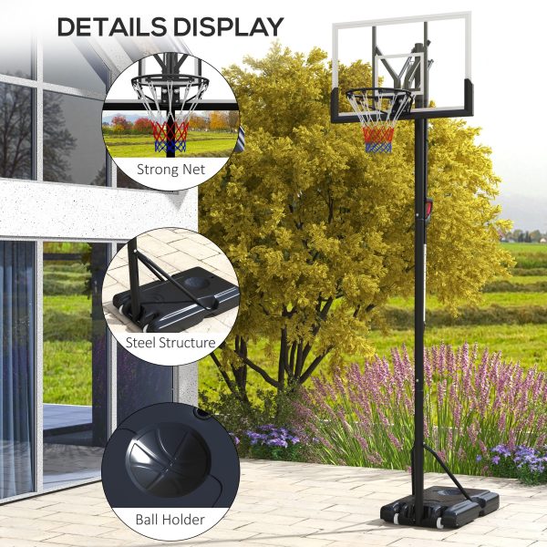 SPORTNOW 2.35-3.05m Basketball Hoop and Stand with Weighted Base and Wheels - Image 6