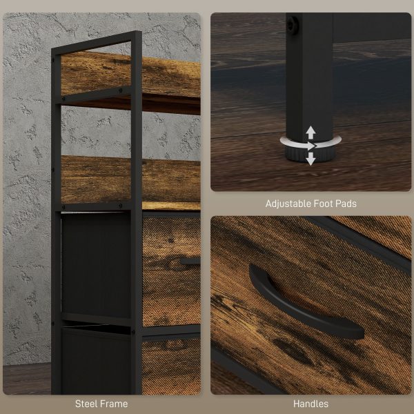 HOMCOM Bedroom Chest of Drawers 7 Drawer Dresser w/ Shelves, Rustic Brown - Image 4