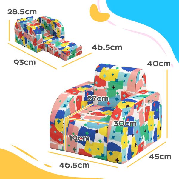 AIYAPLAY Kids Armchair, Foldable Toddler Chair for Bedroom - Multicoloured - Image 5
