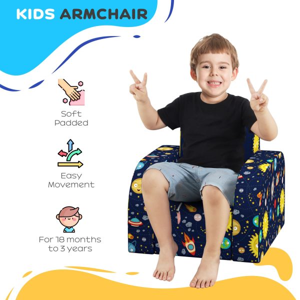 AIYAPLAY Kids Armchair, Foldable Toddler Chair for Bedroom - Dark Blue - Image 4