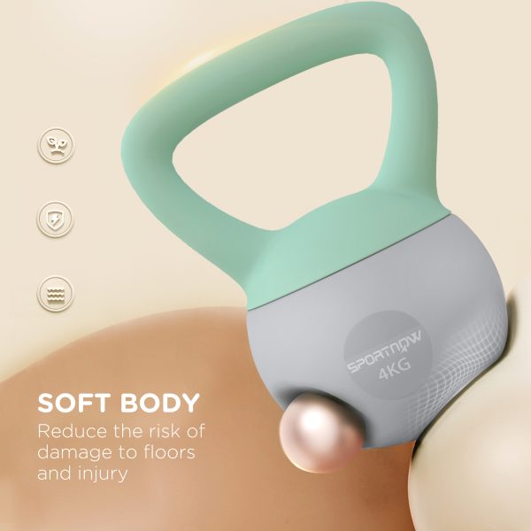 SPORTNOW 4KG Kettlebell with Soft Body and Non-Slip Handle, Grey and Green - Image 3