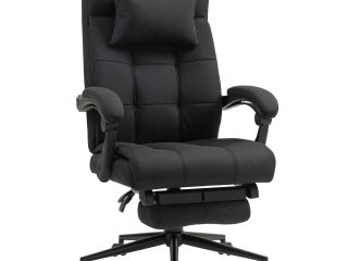 Vinsetto Office Chair with Adjustable Height, Wheels, Footrest, Black