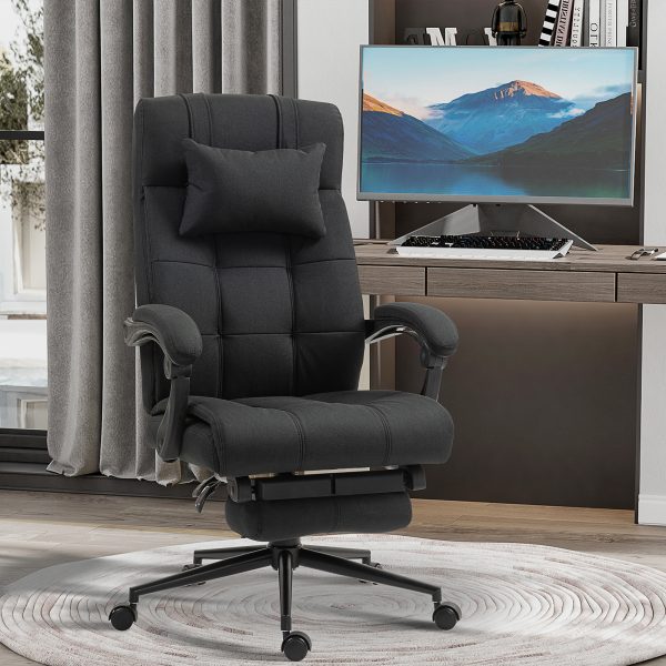 Vinsetto Office Chair with Adjustable Height, Wheels, Footrest, Black - Image 2