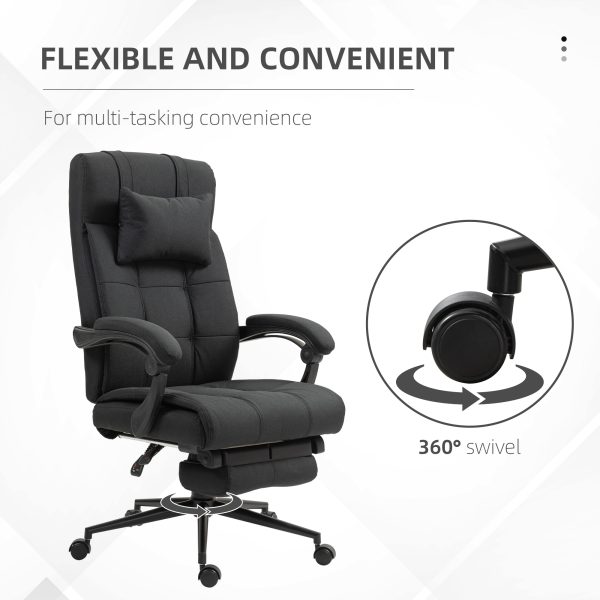Vinsetto Office Chair with Adjustable Height, Wheels, Footrest, Black - Image 6