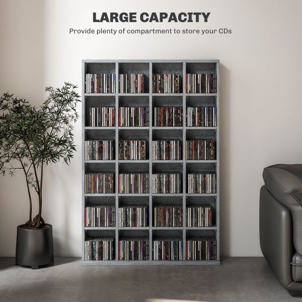 HOMCOM DVD CD Media Storage Rack, Video Display Unit, 89 x 130.5 cm, Grey - Image 3