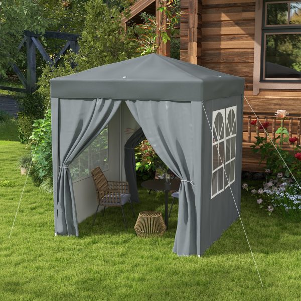 Outsunny 2mx2m Pop Up Gazebo Party Tent Canopy Marquee with Storage Bag Grey - Image 2