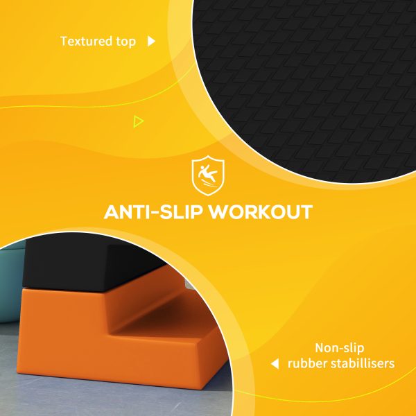 SPORTNOW 15cm/20cm/25cm Aerobic Step Platform for Home and Office, Orange - Image 4