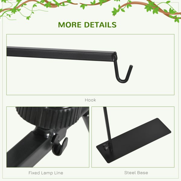PawHut Reptile Lamp Stand, 86-129Hcm Adjustable Lamp Holder w/ Base, Hook - Image 2