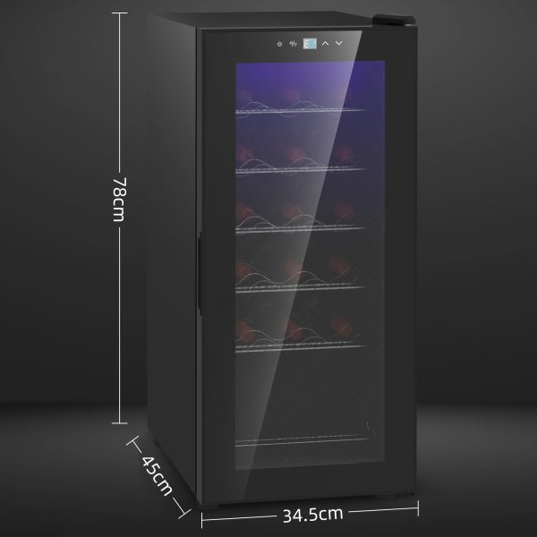 HOMCOM 50L Undercounter Wine Cooler Fridge with LED Light Glass Door 18 Bottles - Image 3
