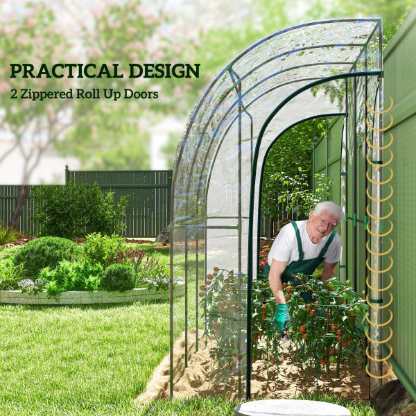Outsunny 214x118x212cm Walk-In Lean to Wall Tunnel Plastic Greenhouse with Doors - Image 6