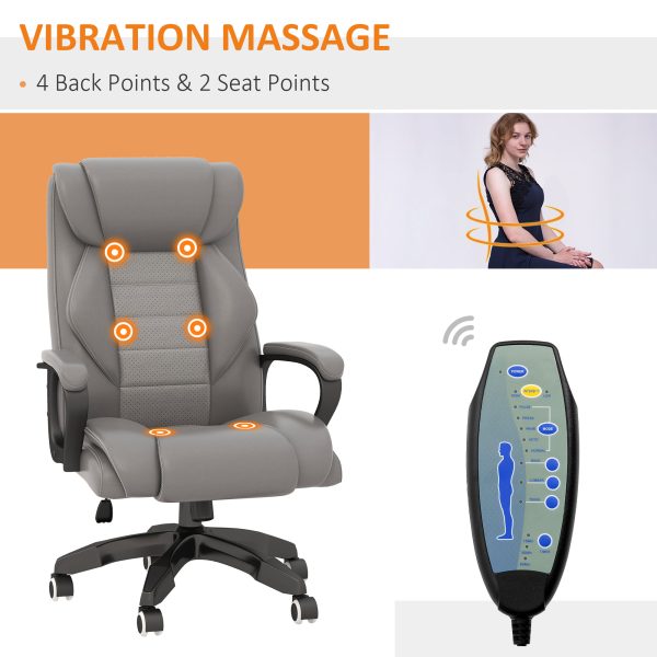 Vinsetto High Back 6 Points Vibration Massage Executive Office Chair, Grey - Image 4