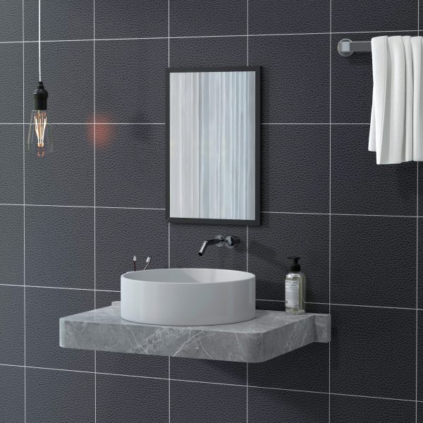 HOMCOM 60x40cm Wall Bathroom Mirror for Home Decor, Vanity Mirror, Black - Image 3