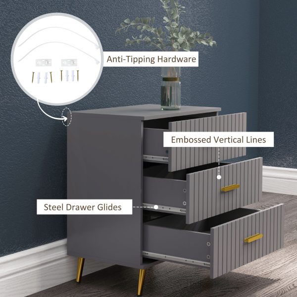 HOMCOM Bedroom Chest of Drawers, 3-Drawer Dresser with Aluminium Legs - Image 6
