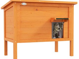 PawHut Outdoor Feral Cat House Insulated w/ Openable Roof - Orange
