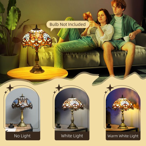 HOMCOM Antique Table Lamp, for Bedroom Bedside, Bulb not Included, Sunflower - Image 4