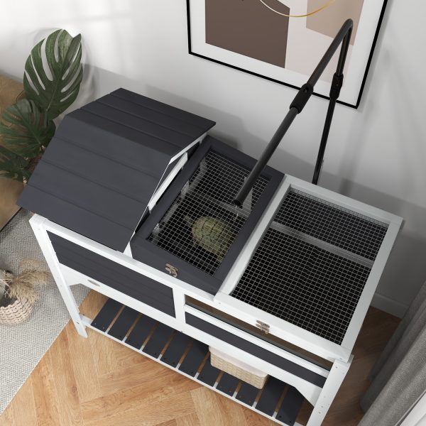 PawHut Tortoise House w/ Adjustable Lamp Holder, Openable Lid, Storage Shelf - Image 8