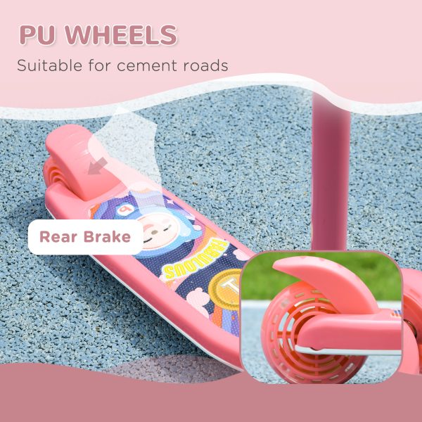 AIYAPLAY Kids 3 Wheel Scooter for 2-6 Years Old w/ Adjustable Height, Pink - Image 4