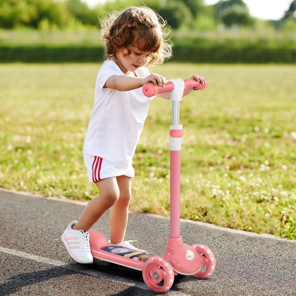AIYAPLAY Kids 3 Wheel Scooter for 2-6 Years Old w/ Adjustable Height, Pink - Image 2