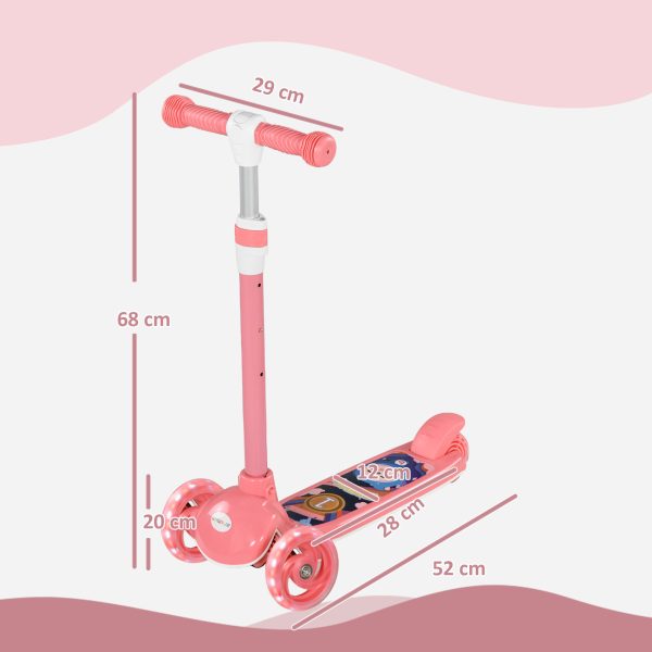 AIYAPLAY Kids 3 Wheel Scooter for 2-6 Years Old w/ Adjustable Height, Pink - Image 5