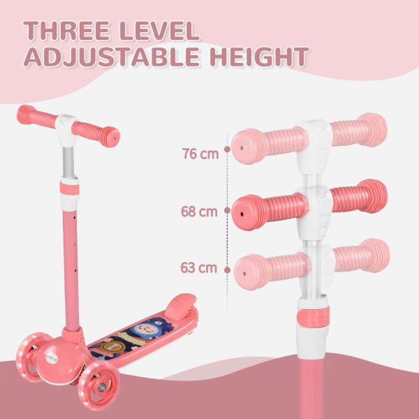 AIYAPLAY Kids 3 Wheel Scooter for 2-6 Years Old w/ Adjustable Height, Pink - Image 3