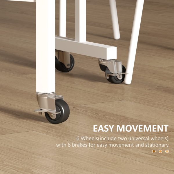 HOMCOM Drop Leaf Table with Wheels Folding Dining Table for Small Spaces, Nature - Image 6