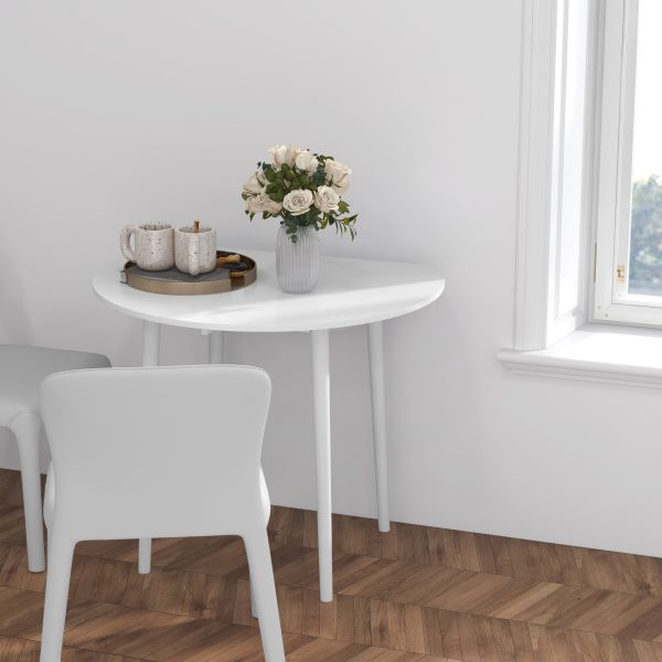 HOMCOM Foldable Dining Table, Round Drop Leaf Table with Wood Legs - Image 7
