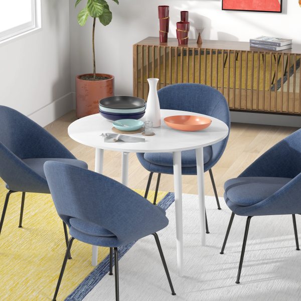 HOMCOM Foldable Dining Table, Round Drop Leaf Table with Wood Legs - Image 2