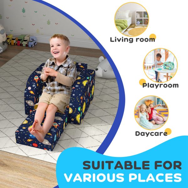 AIYAPLAY Kids Armchair, Foldable Toddler Chair for Bedroom - Dark Blue - Image 6