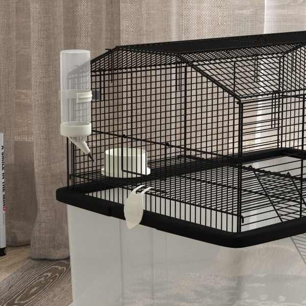 PawHut Hamster Cage, Two-Tier Gerbil Cage w/ Deep Bottom, Ramp, Food Dish - Image 6