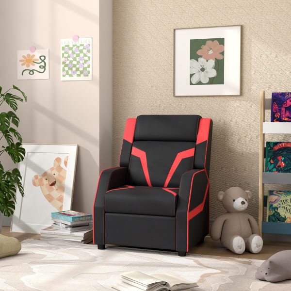 AIYAPLAY 2 in 1 Kids Armchair Recliner, PU Leather, for 3-9 Years Old, Black - Image 2