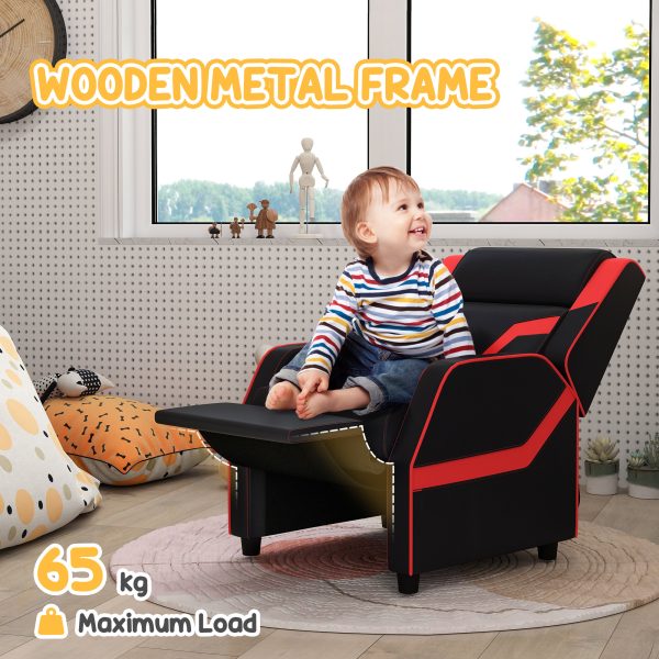 AIYAPLAY 2 in 1 Kids Armchair Recliner, PU Leather, for 3-9 Years Old, Black - Image 6