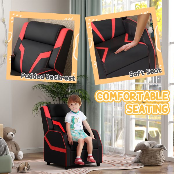 AIYAPLAY 2 in 1 Kids Armchair Recliner, PU Leather, for 3-9 Years Old, Black - Image 4