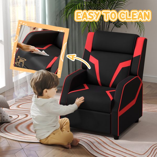 AIYAPLAY 2 in 1 Kids Armchair Recliner, PU Leather, for 3-9 Years Old, Black - Image 7