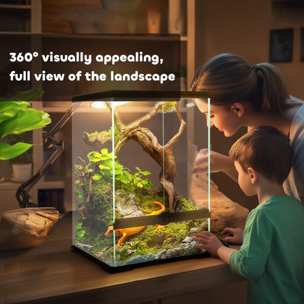 PawHut Glass Reptile Terrarium, 40L Vivarium for Lizards Frogs Snakes Turtles - Image 3