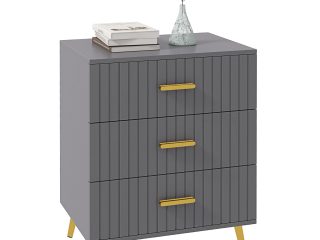HOMCOM Bedroom Chest of Drawers, 3-Drawer Dresser with Aluminium Legs