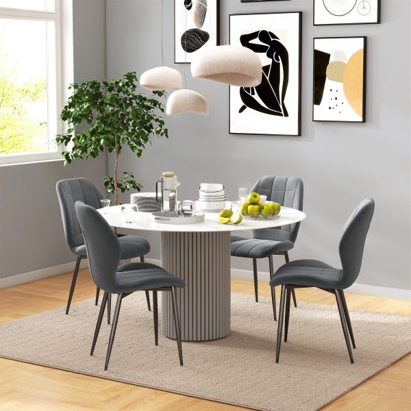 HOMCOM Modern Style Kitchen Chairs Set of 4 with Flannel Upholstered, Dark Grey - Image 2