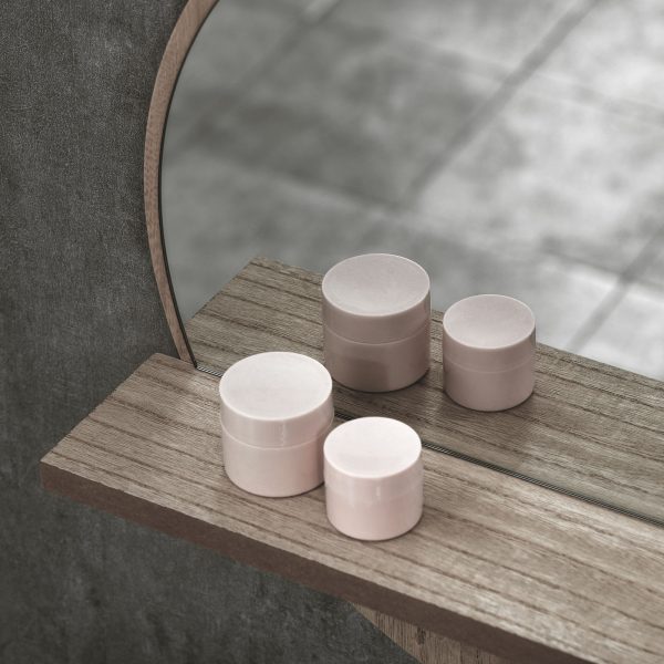 kleankin Round Mirror for Wall Makeup Mirror with Shelf Grey Wood Effect - Image 8
