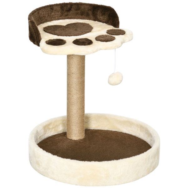 44cm Cat Tower with Jute Cat Scratching Post, Cat Claw Shape, Brown