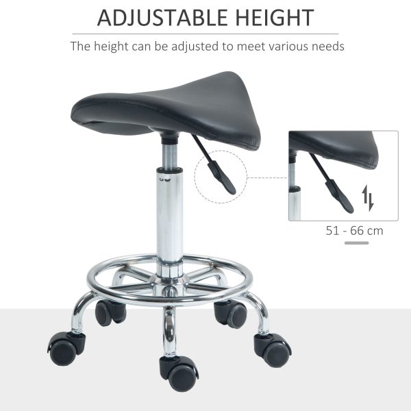 HOMCOM Saddle Chair, Rolling Salon Stool for Massage Spa Clinic Beauty, Black - Image 7