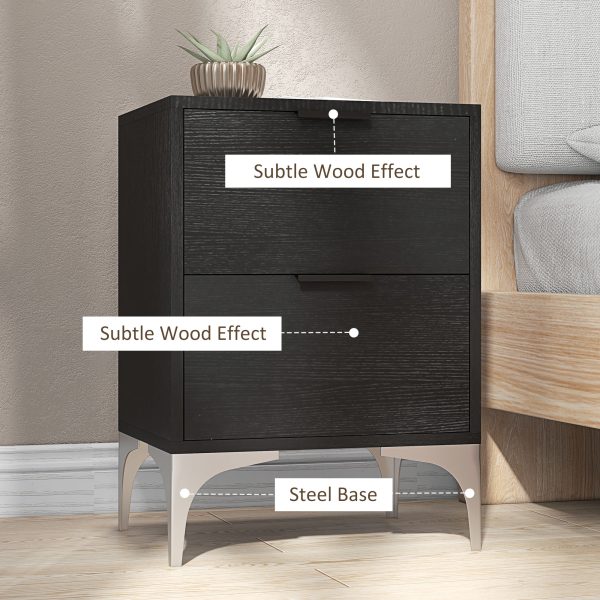 HOMCOM Bedside Tables Set of 2 with 2 Drawers for Bedroom, Living Room - Image 6