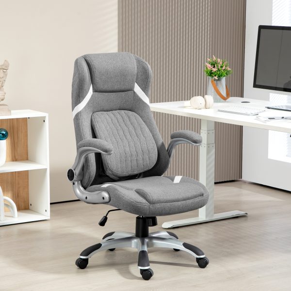 Vinsetto Fabric Office Desk Chair with Adjustable Height Tilt Function Grey - Image 2