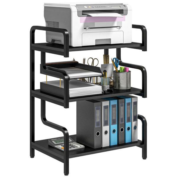 HOMCOM 3-Tier Storage Shelf, Metal Shelves for Storage for Home Office, Black