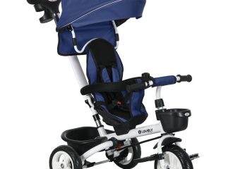 HOMCOM 6 in 1 Trike for Toddler 1-5 Years with Parent Handle, Dark Blue