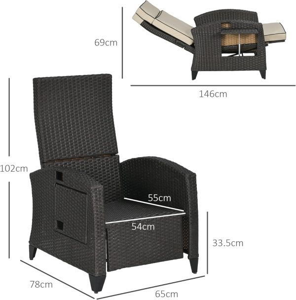 Outsunny Outdoor Recliner Chair with Cushion - Image 7