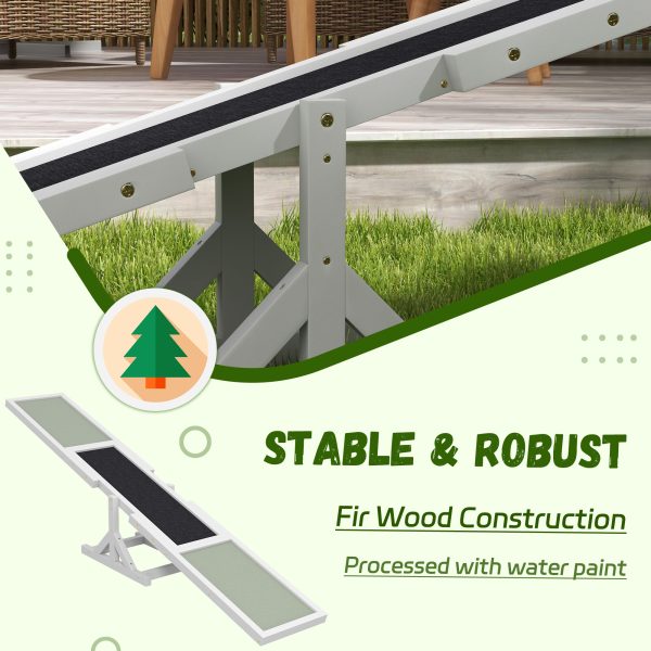PawHut Wooden Pet Seesaw for Big Dogs with Anti-Slip Surface, White - Image 3