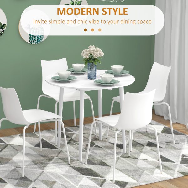 HOMCOM Foldable Dining Table, Round Drop Leaf Table with Wood Legs - Image 5
