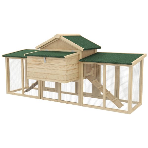 Pawhut Wood Chicken Coop Hens Cage Poultry House with Nesting Boxes Run - Image 8