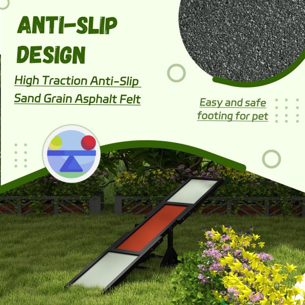 PawHut Wooden Pet Seesaw for Big Dogs with Anti-Slip Surface, Black - Image 4