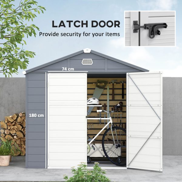 Outsunny 8 x 6ft Garden Shed Storage with Foundation Kit and Vents, Grey - Image 4